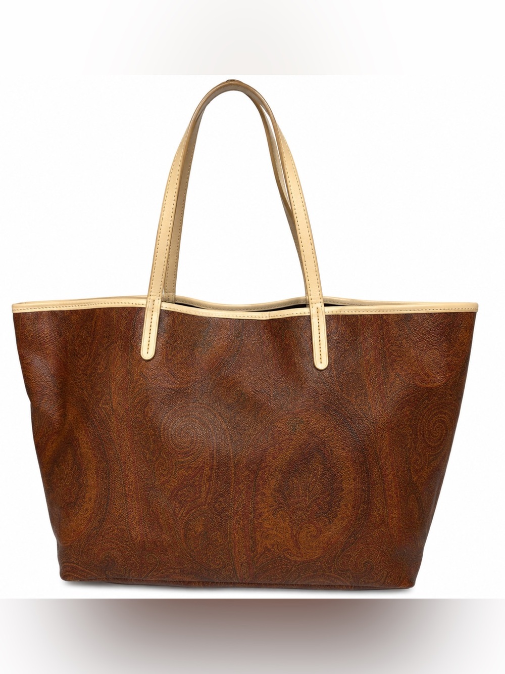 Etro Brown Paisley Leather Tote Bag